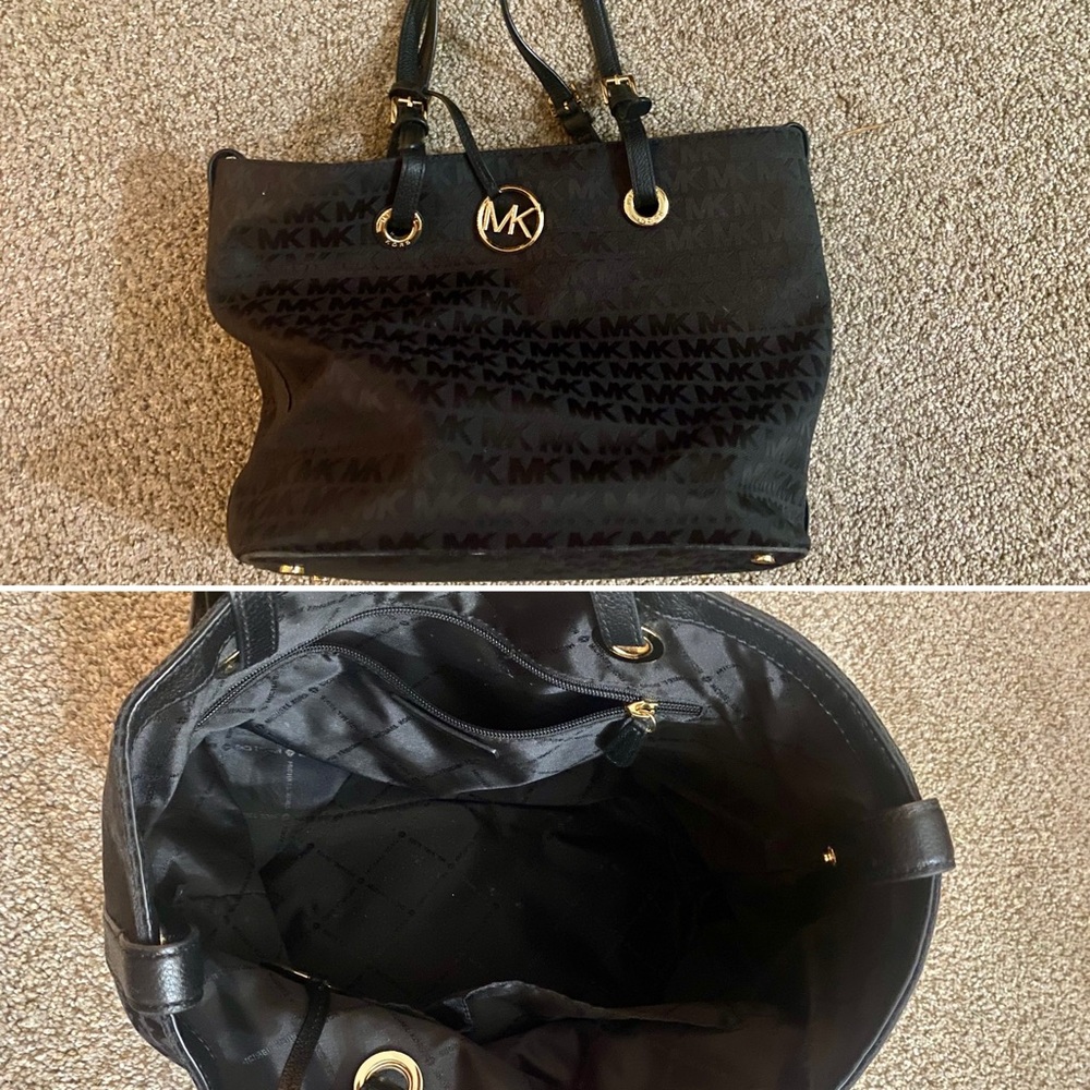 MICHAEL KORS - BLACK LOGO TOTE - GENTLY USED